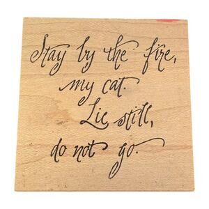 RubberMoon Gretchen Ehrsam 1999 Stay By The Fire My Cat Rubber Stamp